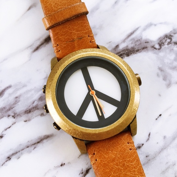 Lucky Brand Accessories - Lucky Brand Peace Sign Leather Watch